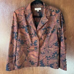 Vintage Y2K Whimsigoth Maroon & Brown W's PXL Paisley Blazer